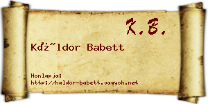 Káldor Babett névjegykártya